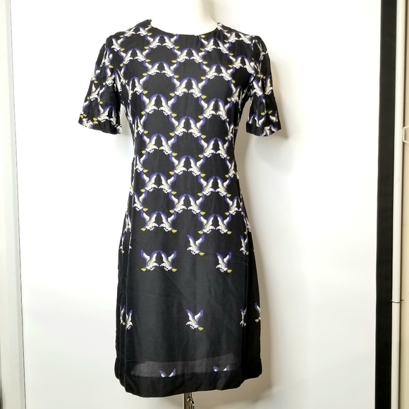 ELEVEN PARIS TEAGLE Eagle Bird Print Knee Length Cut Out Back Casual Dress, S - Picture 1 of 11